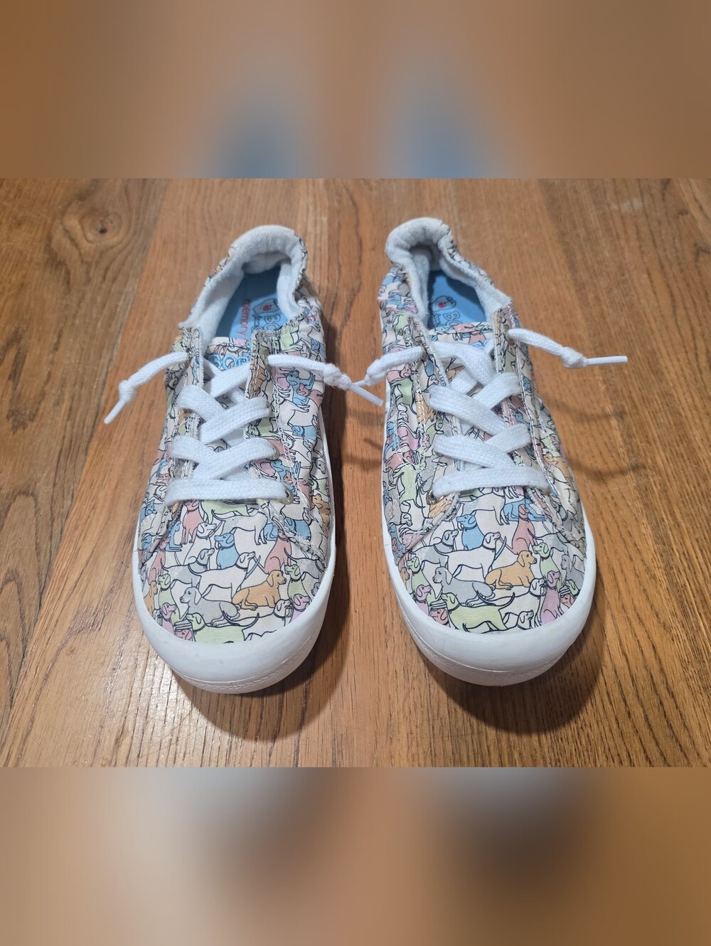 Bobs from Skechers Pastel Multi Dog Print Slip On Sneakers-Size 8.5